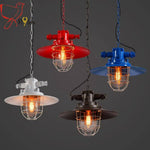 Suspension Métallique Industrielle Colorée 34Cm Luminaire Chambre