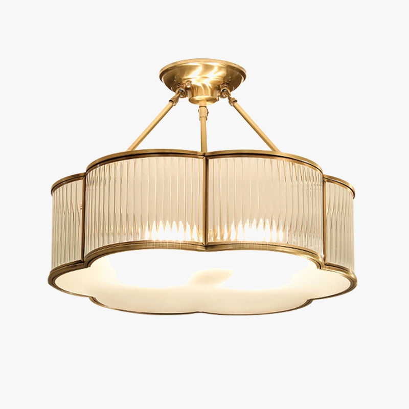 Copper Glass Chandelier E27 LED Ceiling Mounted for Living Room Aisle Bedroom