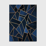 Tapis Géométrique Bleu Doré Rectangulaire 60 X 90Cm Luminaire